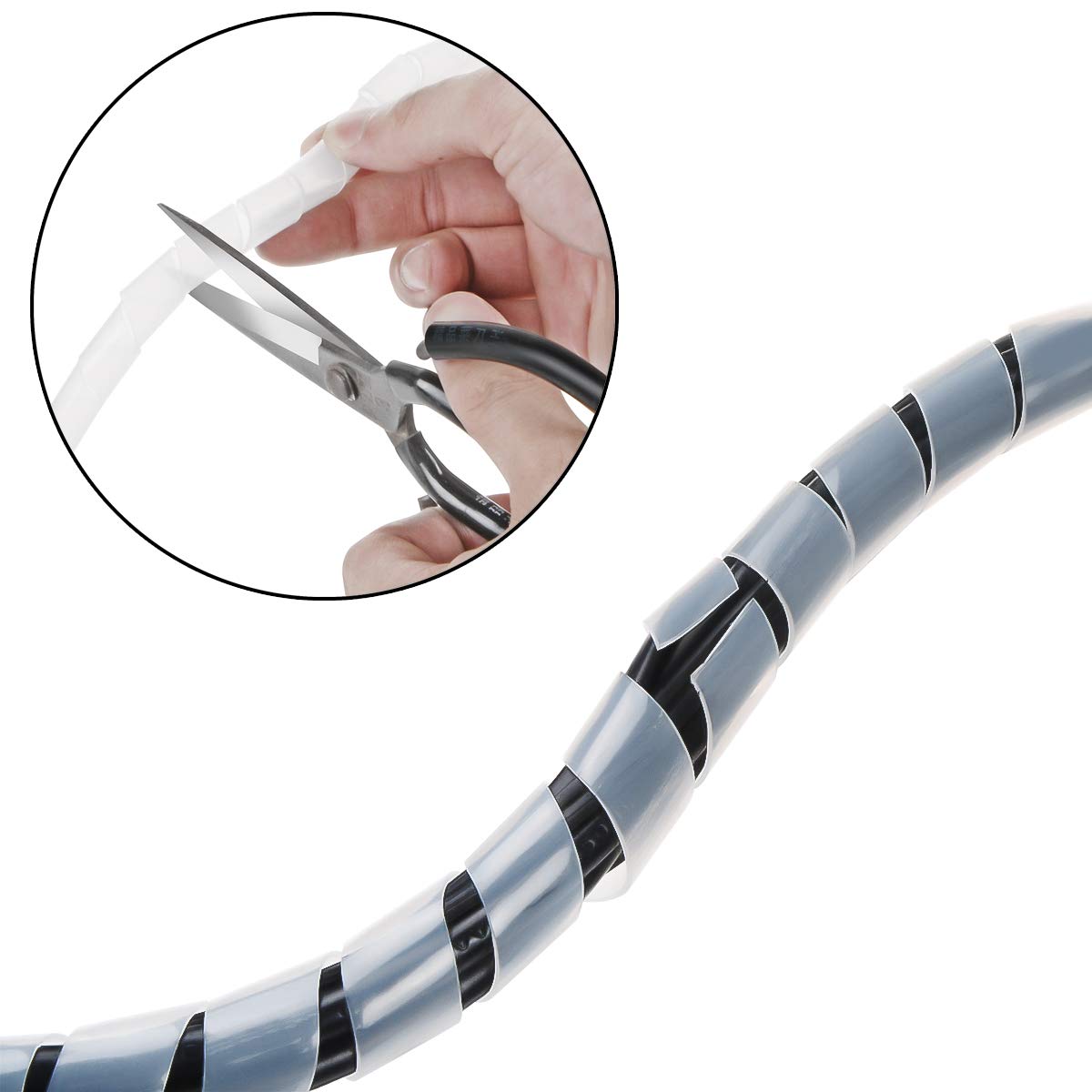 20Ft XHF 1/2" Clear Spiral Cable Wrap 12mm(Wrapping Range:9mm-65mm) Cord for Computer Electrical Wire Organizer Sleeve Hose RoHS