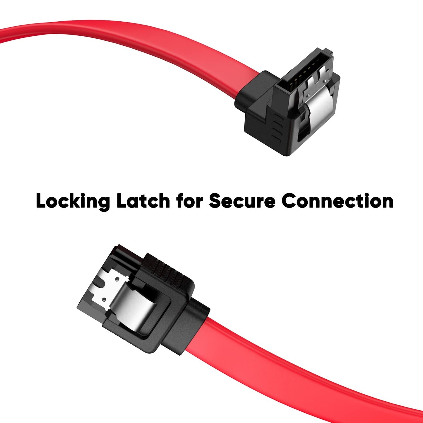 CableCreation SATA III Cable, [2-Pack] 8-Inch/0.6FT SATA III 6.0 Gbps 7pin Female to Downward Right Angle Female Data Cable with Locking Latch