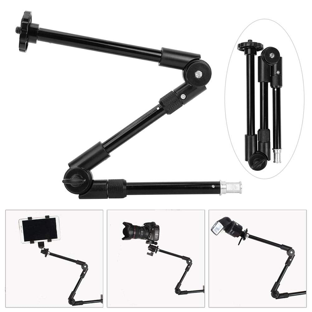 Three-Section Magic Arm,Adjustable Extension Articulated Arm Camera Extension Bracket with 1/4 & 3/8 Screw Hole Metal Lock Sleeve for Photography