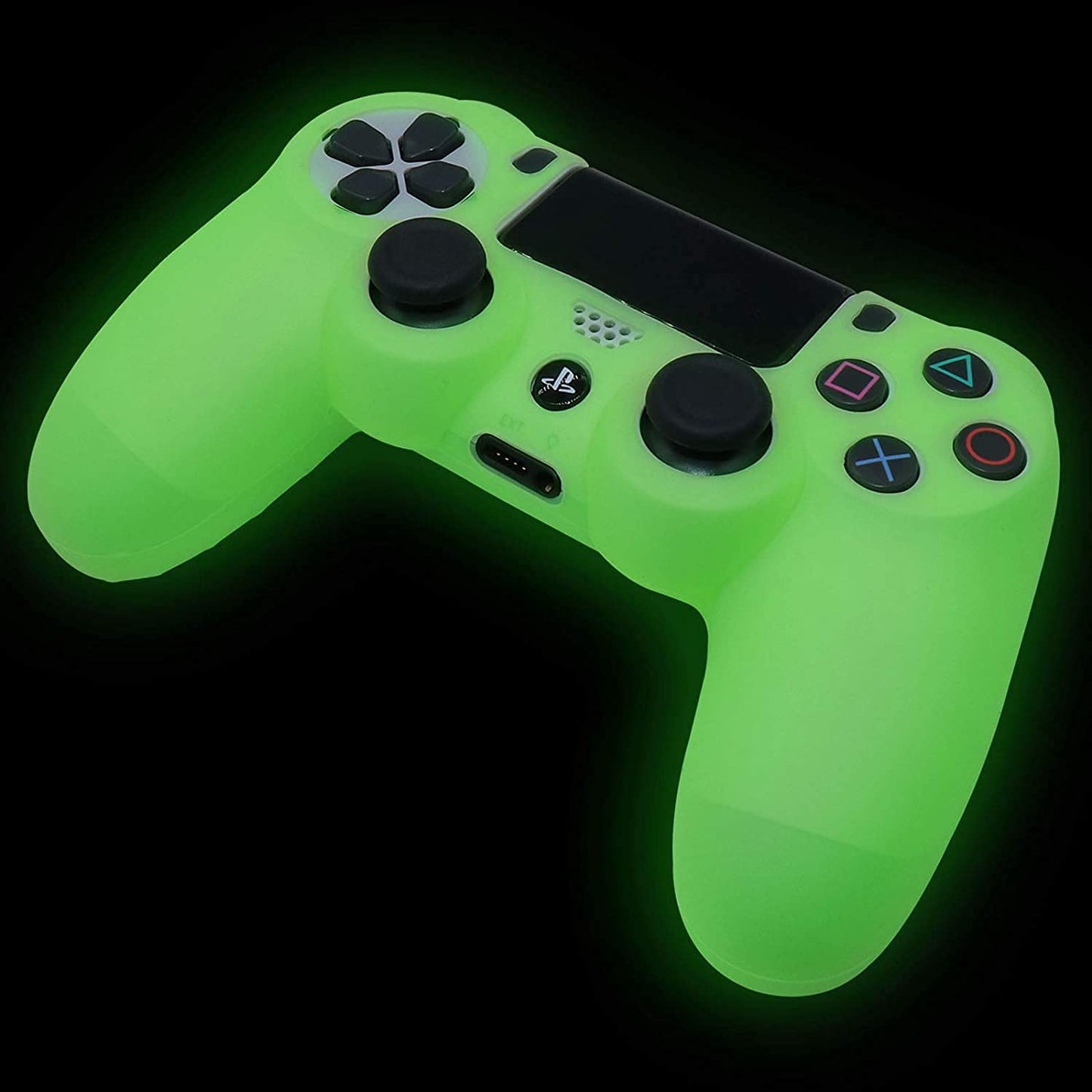 HLRAO Green Anti-Slip Glow in The Dark Protective Silicone Cover Skin Grips Compatible with PS4/Slim/Pro Controller with 8 PCS Thumb Grips Caps and 2