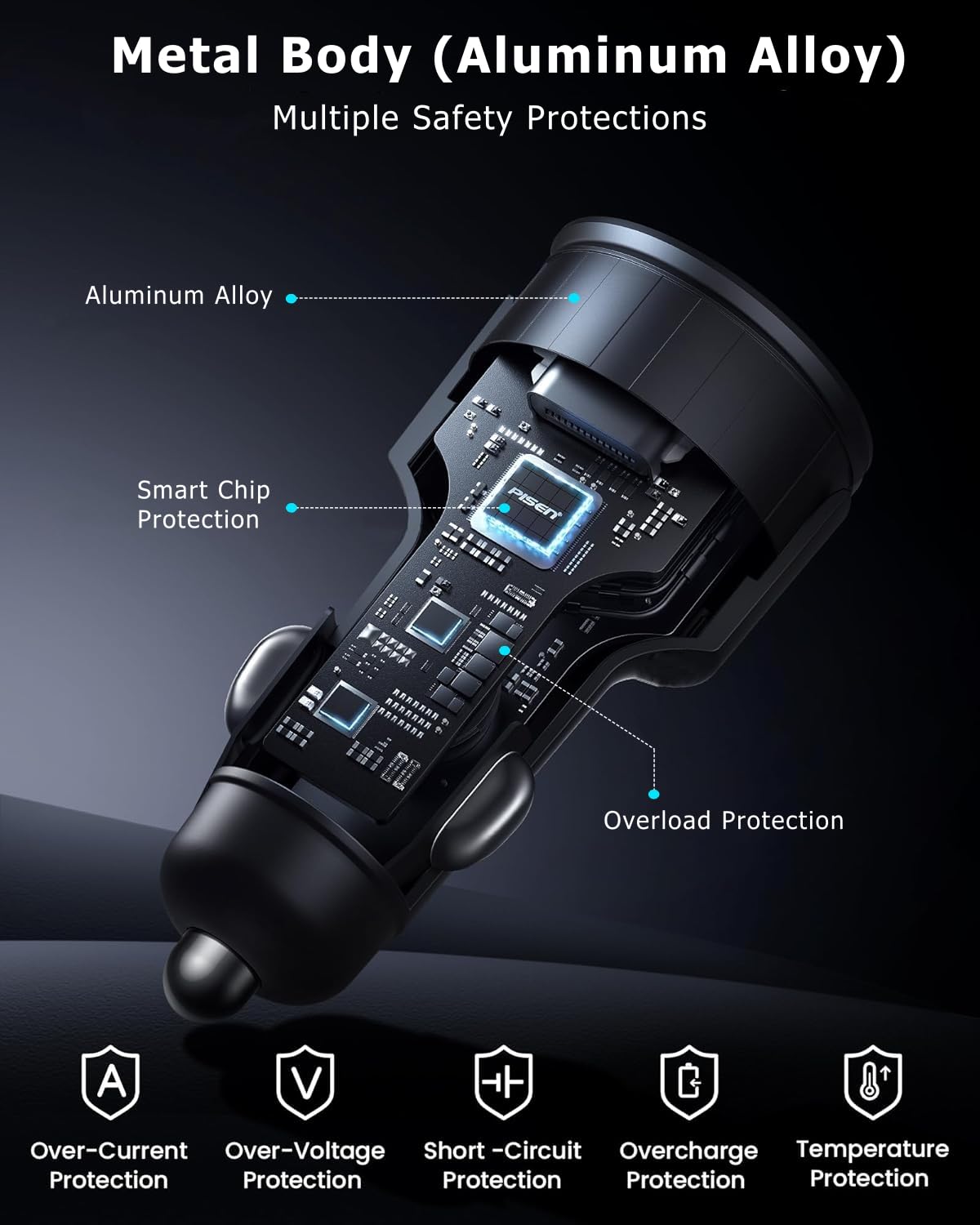 142.5W Car Charger Super Fast Charging Cigarette Lighter USB Phone Accessories Charger Adapter with QC USB c Type c PD Universal Quick Charge Multi 3