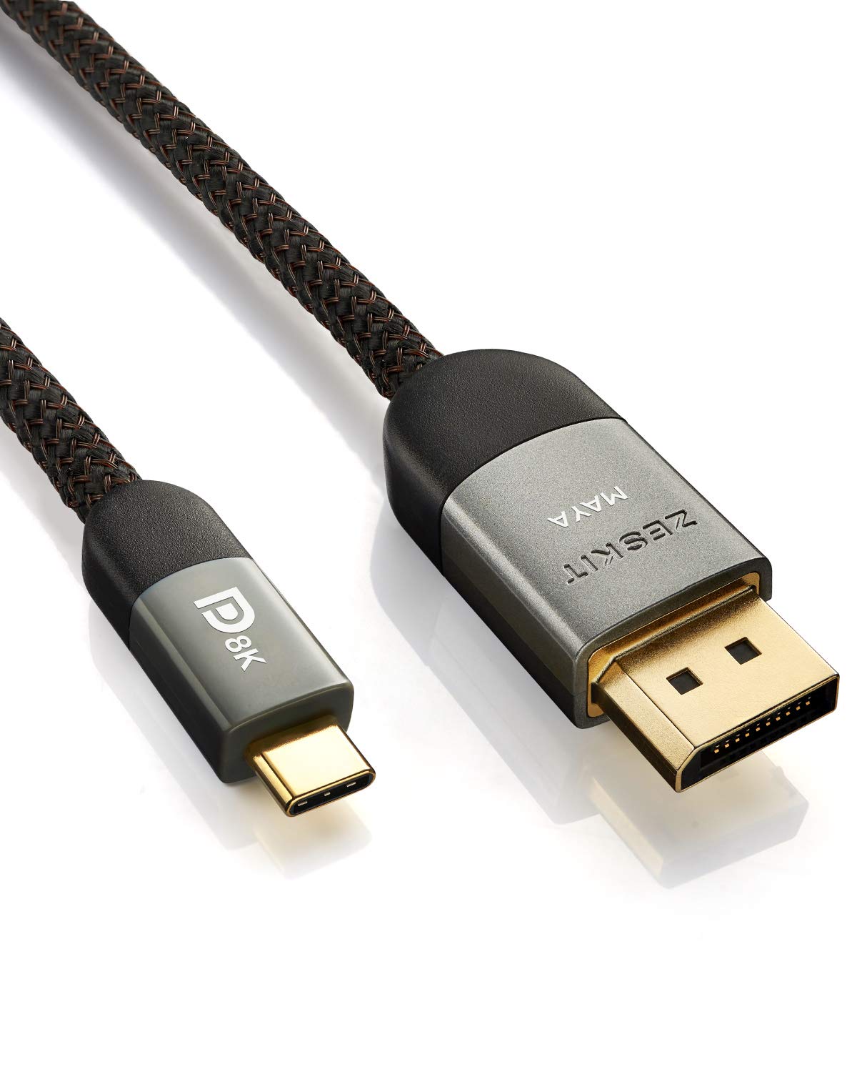 Zeskit Maya Bi-Directional 32.4Gbps USB-C to Displayport DP1.4 Cable Certified 8K60 5K60 4K120 1440P240, 6ft