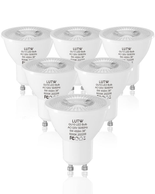 LUTW MR16 Dimmable LED Spot Bulbs, 38° 40W 6000K Cool White, 6 Pack