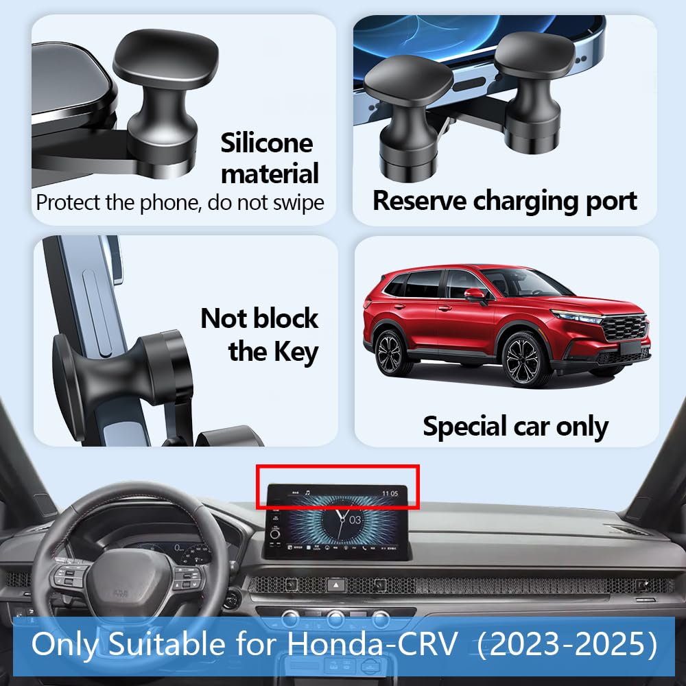 LUNQIN Car Phone Holder Mount for Honda CRV CR-V 2023 2024 2025 2026 Auto Accessories Navigation Screen Bracket Interior Decoration Mobile Cell Phone