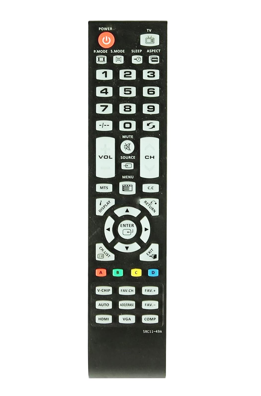 SRC11-49A SRC1149A TV Remote Control Compatible for Seiki TV Sc322ti, Sc402TT