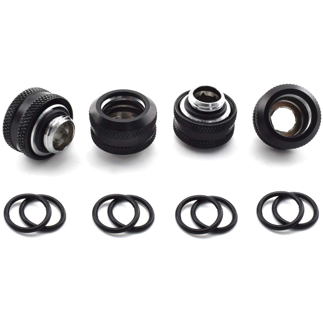 SDTC Tech 4-Pack G1/4" to 12mm x 16mm (IDxOD) Rigid Tubing Compression Fitting for PC Water Cooling System Metal & PETG Tube