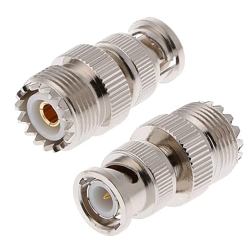 TengKo BNC Male to UHF Female SO-239 SO239 Adapter Connector RF Coaxial Coax Adapter for Antenna Coaxial Cable Radio Scanner (2 Pack)