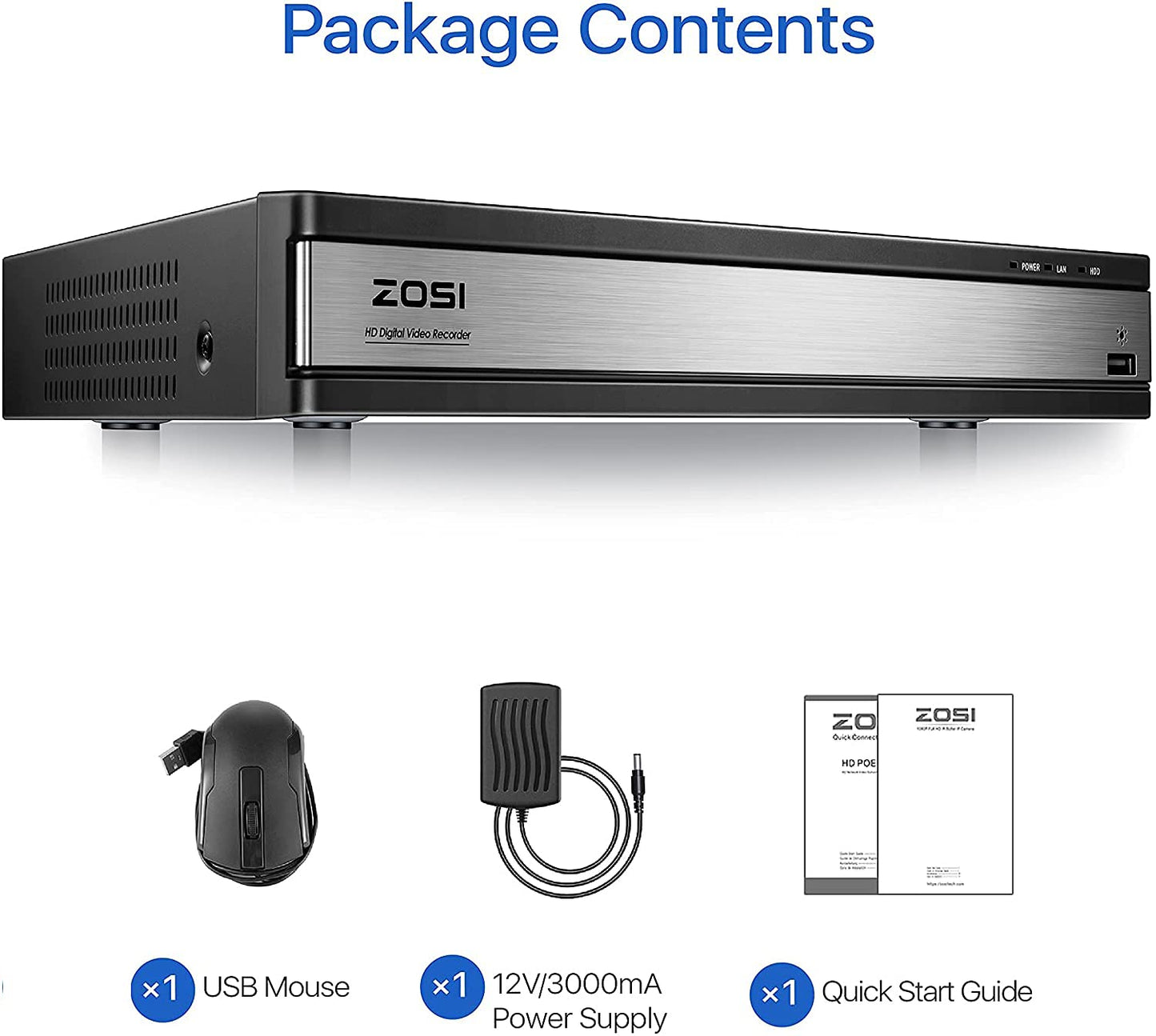 ZOSI H.265+ 16CH Full 1080P Video Security DVR Recorder with 2TB Hard Drive, Hybrid 4-in-1 Surveillance CCTV DVR for 960H/CVI/TVI/AHD Home Security