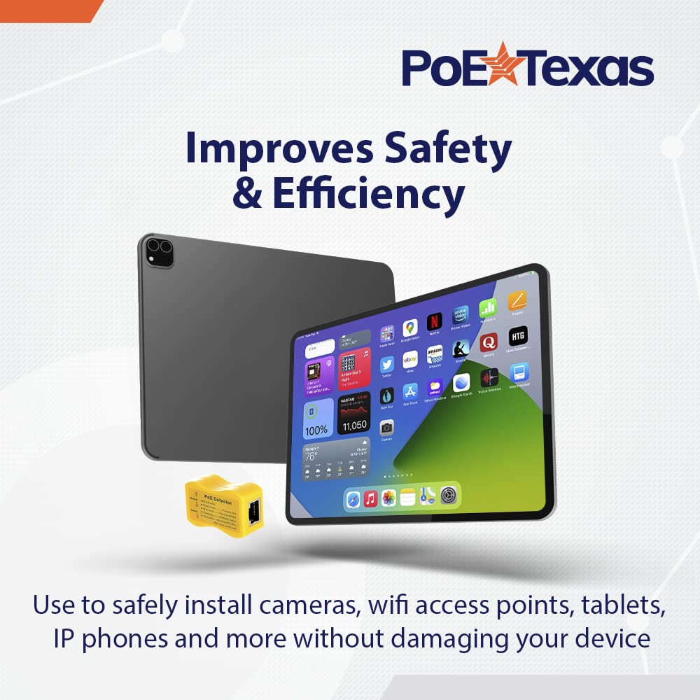 PoE Detector for IEEE 802.3 or Passive PoE - Quickly Identify Power Over Ethernet; Display Indicates Passive or 802.3af/at; 24v, 48v, or 56v; and Mode