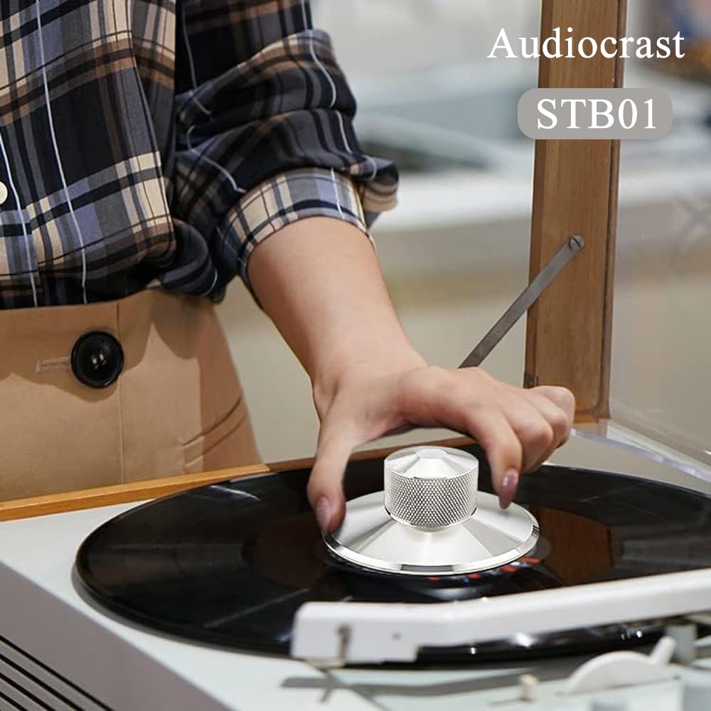 Audiocrast STB01 Record Weight (390g / 13.7oz), Stainless Steel LP Disc Stabilizer Turntable Clamp HiFi (Silver STB01)