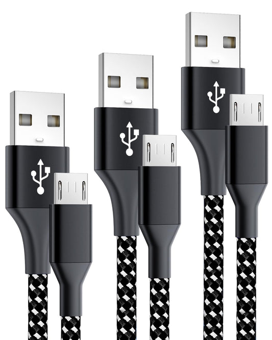 SCOVEE PS4 Controller Charger Cable 3-Pack 6FT for Xbox One Controller Dualshock 4,PS4 Charging Cord,Nylon Braided Micro USB Data Sync Cable