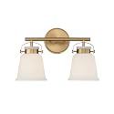 Savoy House 8-1627-2-322 Kaden Industrial Traditional White Opal Glass Bathroom Vanity Wall Light, 2-Light 120 Total Watts, 11" H x 16" W, Warm Brass