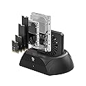 Hard Drive Docking Station, Pcie NVMe Adapter with Cooling Fan Superior Cooling Efficiency, External Hard Drive Reader Compatible with M.2 NVMe/SATA