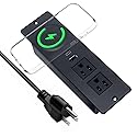 Recessed Power Strip with 15W Wireless Charger,Furniture Recessed Outlet with USB C Fast Charging,Desktop Charging Station & 2 Outlets,2 USB Ports
