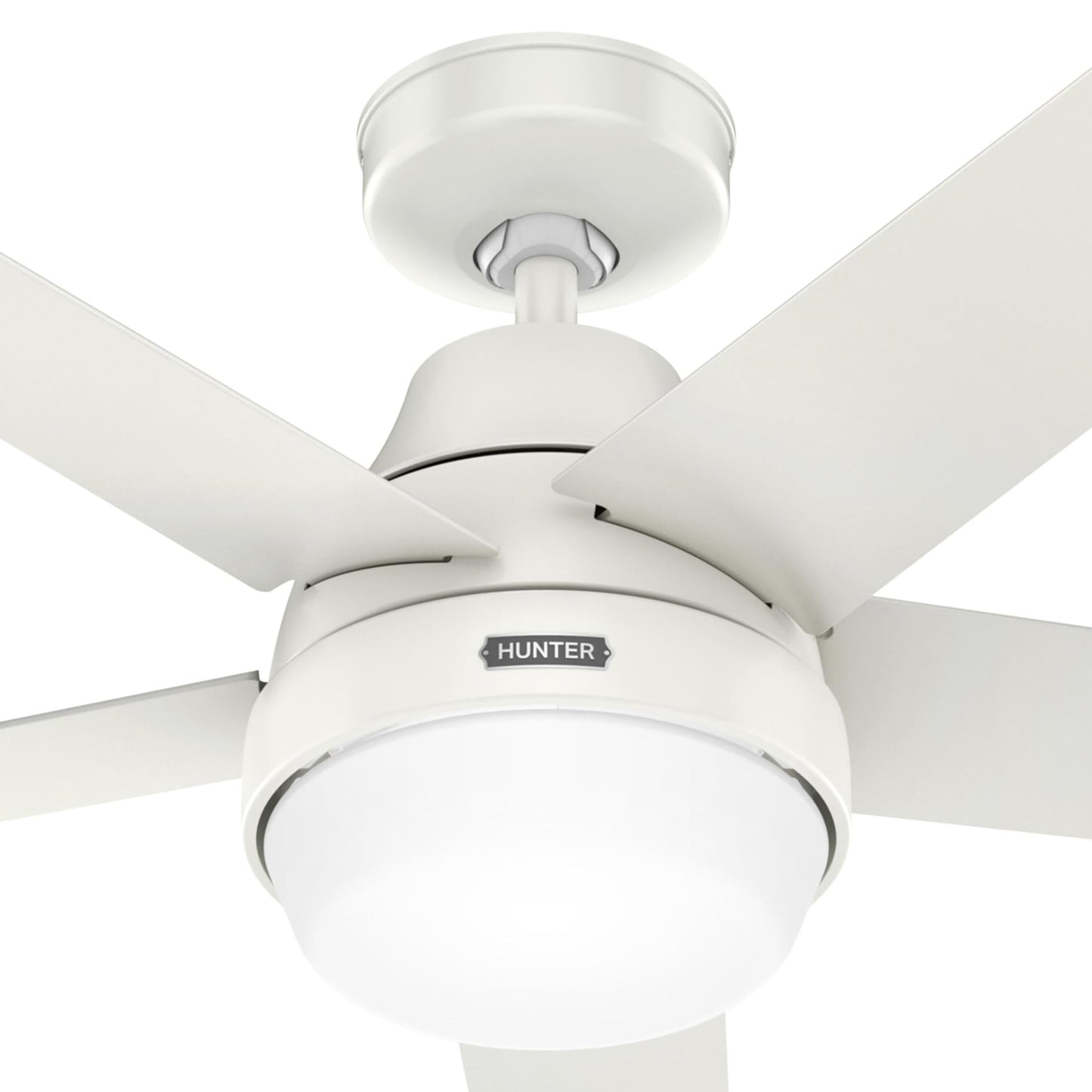 Hunter Fan 60 Inch Fresh White Indoor Ceiling Fan with Light and Remote Control for Bedroom, Living Room, Office, Basement, Kitchen, Dining Room