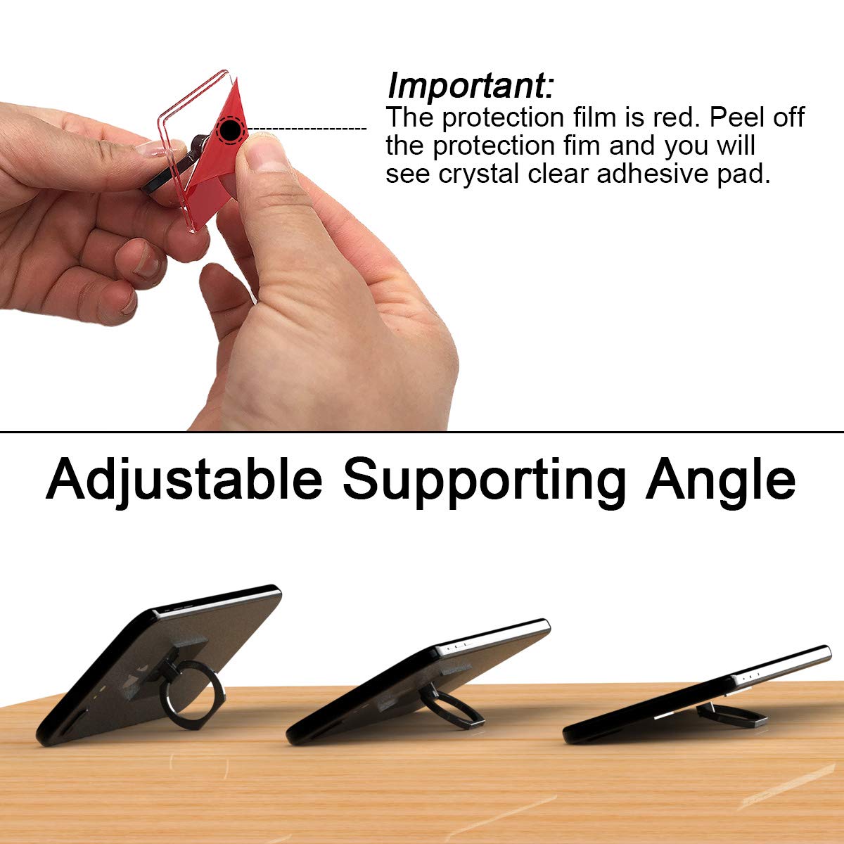 Transparent Phone Ring Holder Grip 360 Degree Free Rotation, Clear Cell Phone Finger Ring Kick-Stand for - for iPhone X 8 7 Plus 6S 6 5s 5 SE, Galaxy