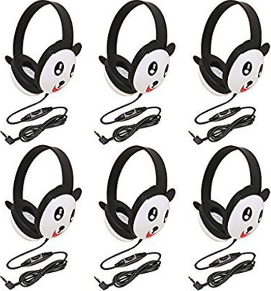 Califone 2810-PA Panda Motif Listening First Stereo Headphone (Pack of 6), Adjustable Headband Comfortable for Extended wear, Specifically Sized…