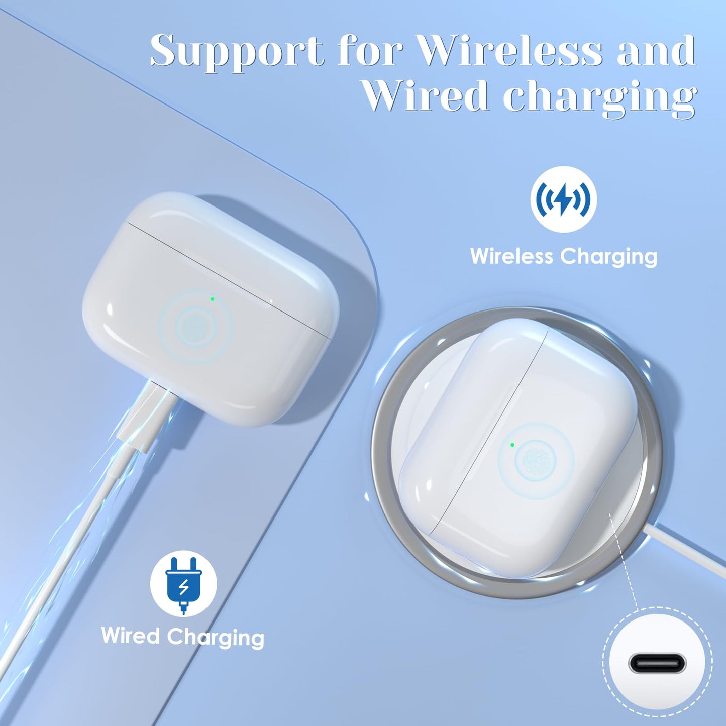 JKV Wireless Charging Replacement for AirPod Pro 3 Charging Case with USB-C Port, Only Compatible with Air Pods Pro 3rd Charger Case with Bluetooth