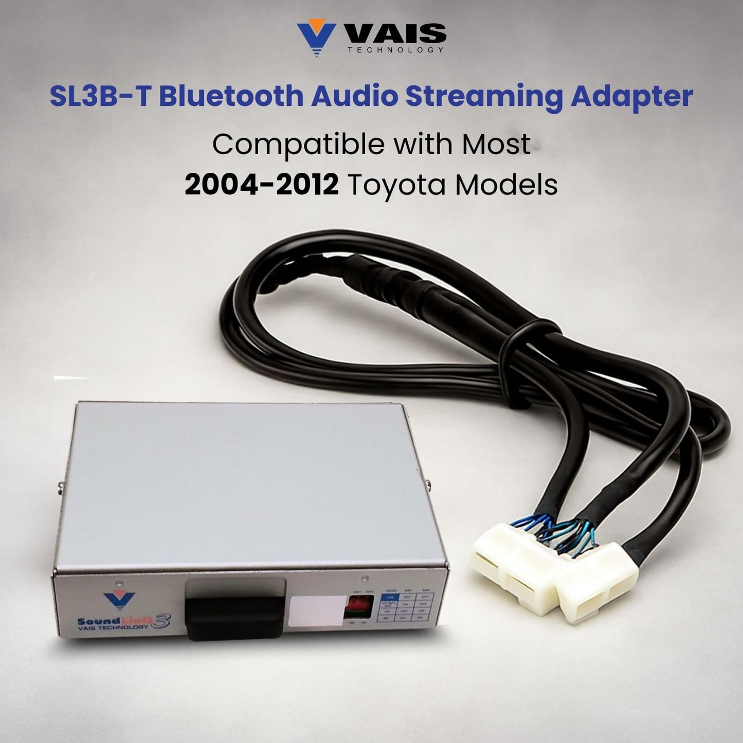 VAIS Technology SL3b-T Bluetooth Audio Adapter - Wireless Music Streaming Add-On Compatible with Most Toyota 2004-2012 Vehicles - Retains Steering