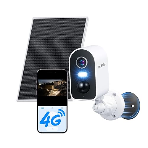 KKB 4G LTE Cellular Security Camera Magnetic, No WiFi Solar Security Cameras Outdoor Built-in SIM, 2K Wireless Off-Grid Battery Cam Without Internet