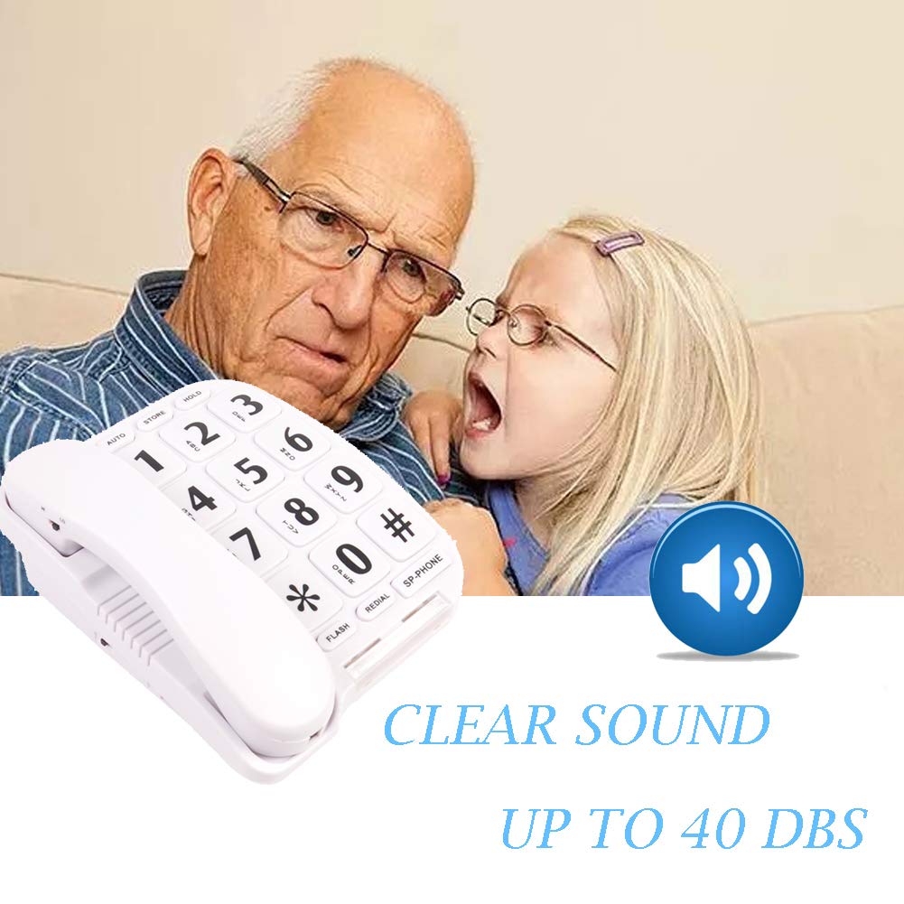 KerLiTar Elderly Phones Landline Telephone with Large Numbers Senior Phone for Vision Impaired Aid Home House Phones for Seniors Amplified Phone