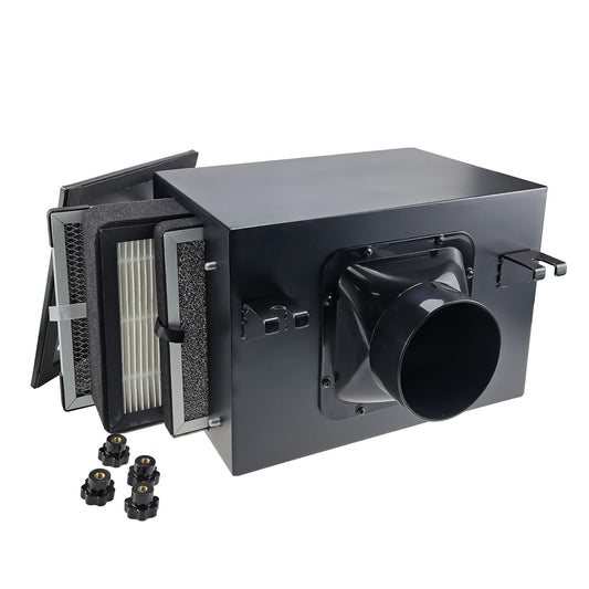 6 in Filter Box for Fresh Air Ventilation System - 3-Layer HEPA Activated Carbon Filtration, Galvanized Steel Inline Housing Compatible with HVAC & 6