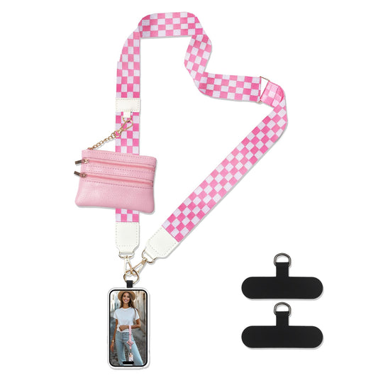 Jusen Clip and Go Strap for Phone with Wallet Crossbody,Adjustable Crossbody Cell Belt,Neck Shoulder Lanyard for Women (Pink)