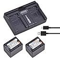 PowerTrust 2-Pack 3.7v BP-727 BP727 Battery and Dual Rapid Charger for Canon Vixia HF R70, HF R72, HF R700 HFM50, HFM52, HFM500, HFR30, HFR32, HFR300