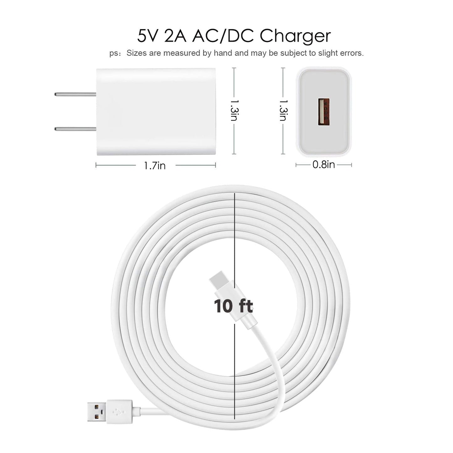 2 Pack 10FT USB C Camera Charger for Arlo Essential Battery Camera 2nd/3rd Gen, Essential Battery Camera XL 2nd/3rd Gen, Essential Pan Tilt, Pro 6/XL