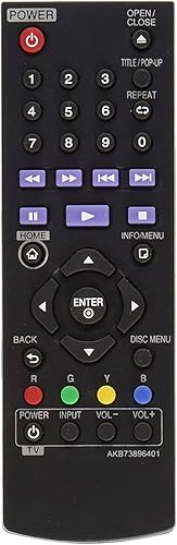 AKB73896401 Remote Control Replacement for LG BLU RAY DISC DVD Player BPM25 BPM35 BP550 BD640 BP200 BP300 BP340 BP350 BP135W BP145 BP155N BP175 BP255