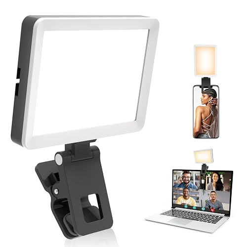 UBeesize Selfie Light with Memory Function, Rechargeable Phone Light for Pictures, iPhone, iPad, Laptop, Monitor, Clip-on Video Light with 3 Light