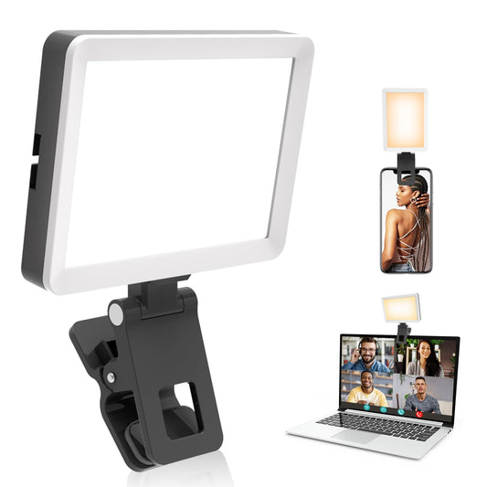 UBeesize Selfie Light with Memory Function, Rechargeable Phone Light for Pictures, iPhone, iPad, Laptop, Monitor, Clip-on Video Light with 3 Light
