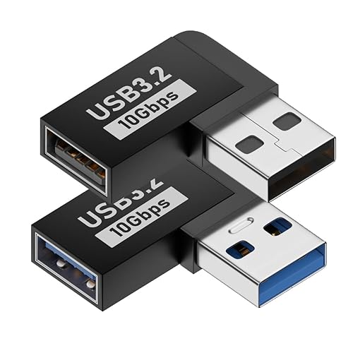 rgzhihuifz 2 Pack USB 3.0 Adapter 90 Degree Male to Female Combo Vertical Up and Down Angle Coupler Connector，USB 3.0 Male to Female 90 Degree Right…