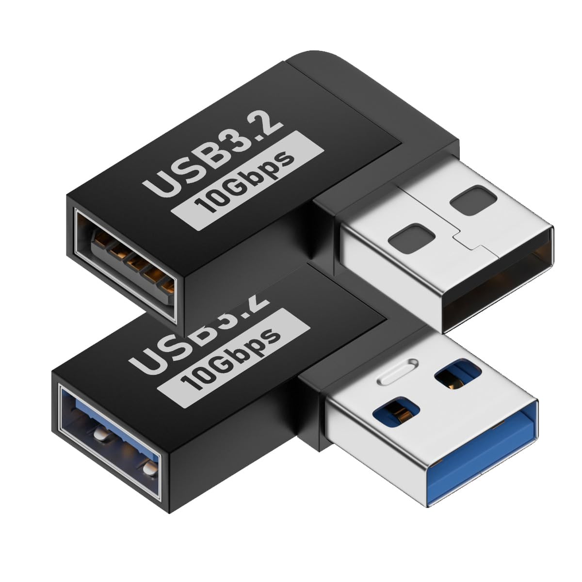 rgzhihuifz 2 Pack USB 3.0 Adapter 90 Degree Male to Female Combo Vertical Up and Down Angle Coupler Connector，USB 3.0 Male to Female 90 Degree Right…