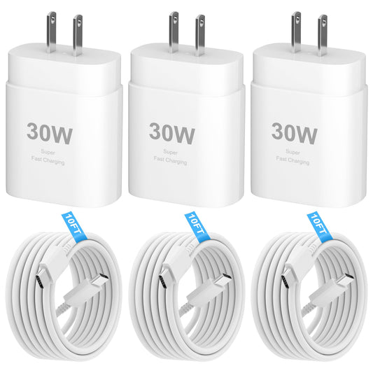 iPhone 17 16 Pro Max Charger 30W USB C Charger Block Fast Charging with 10FT Long Type C Cord Cable for iPhone 17 16 Pro/Pro Max/Plus, iPad