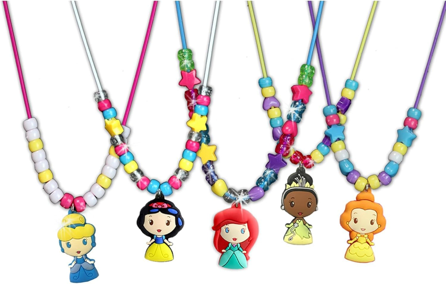 Disney Princess Necklace Activity Case - Jewelry Making Kit with Beads, Charms & Strings - Create Custom Princess Necklaces - Craft Gift for Girls…
