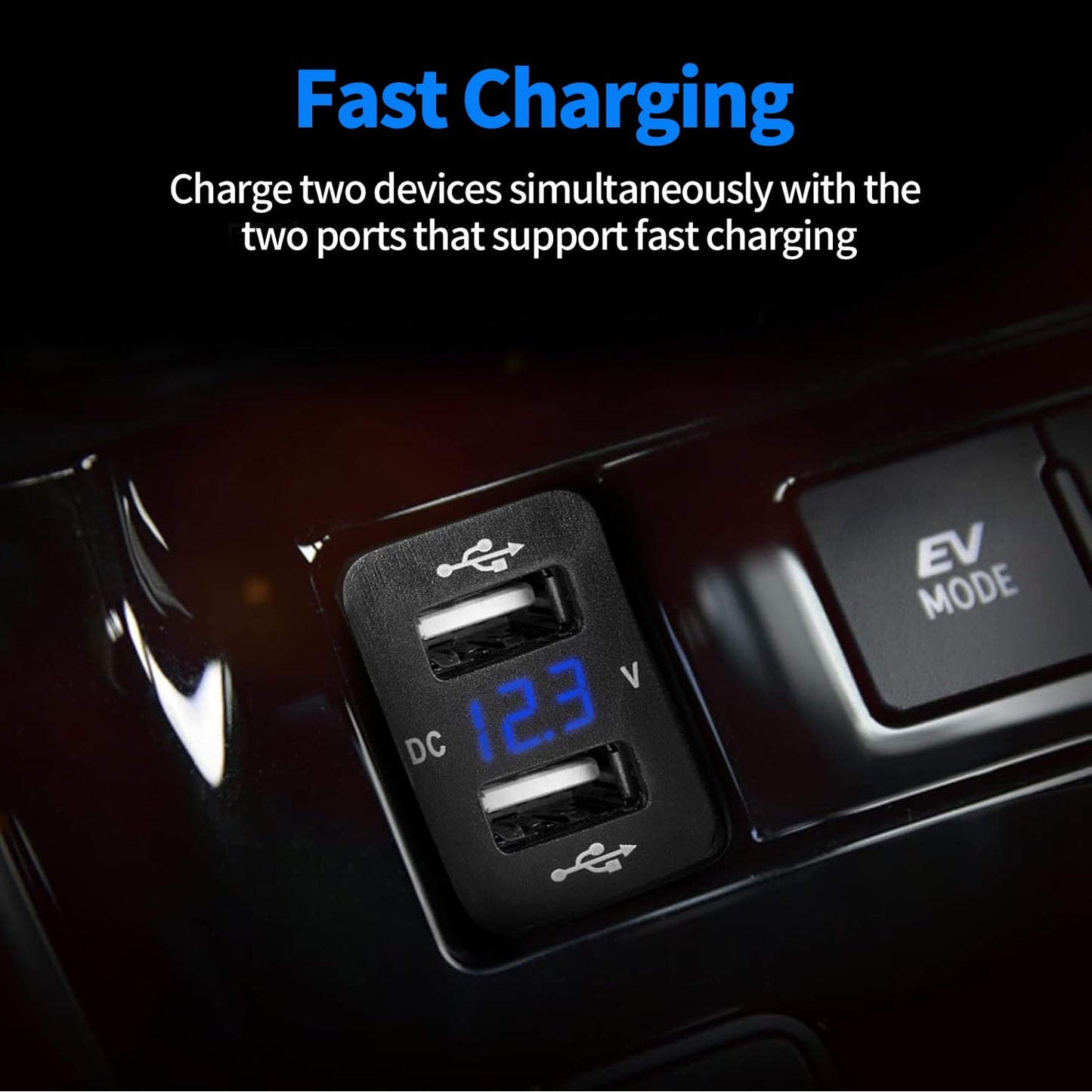 Levigo Car Charger USB 5V 4.2A Fast Charging Honda Car Power Socket with 2 Ports Switch Hole LED Voltage Meter Display Suitable for 12/24V Cars (36 *