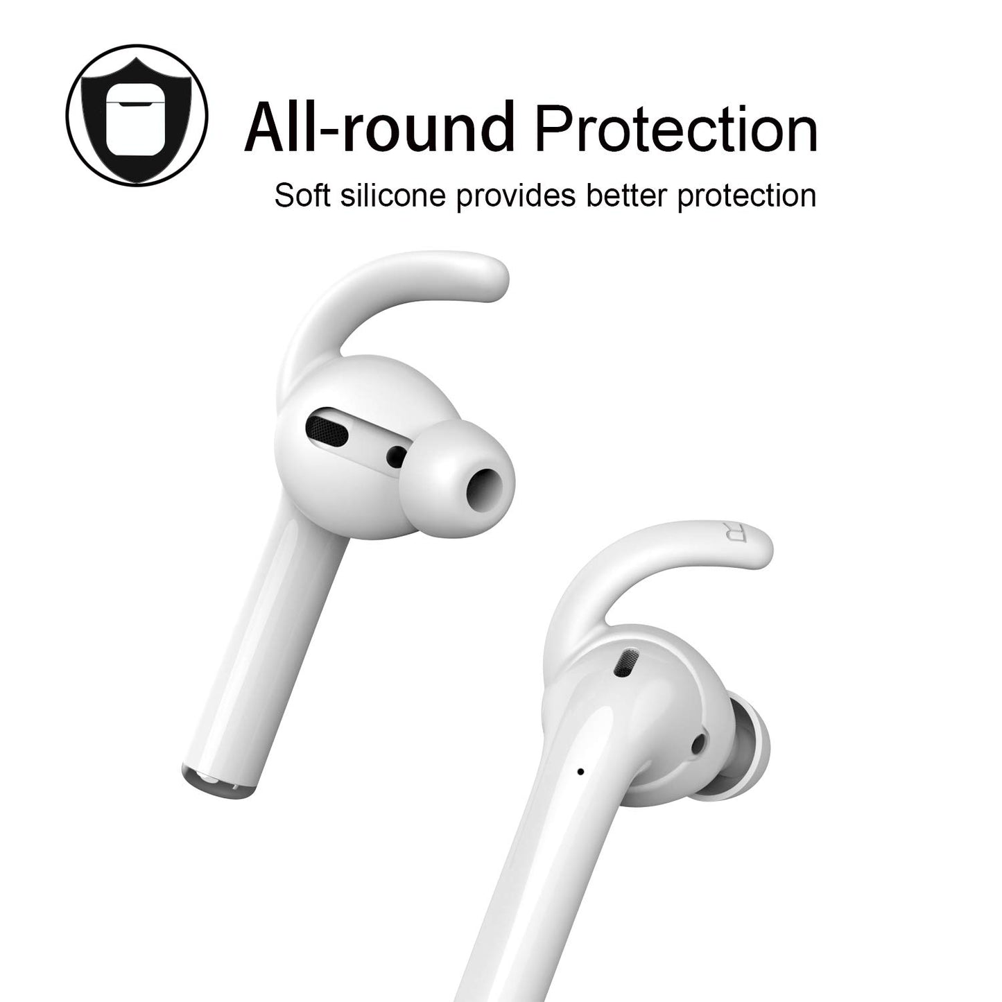 Anti-Slip Earhooks Soft Silicone Skin Compatible with Apple Airpods 2 & 1 Lightweight Sound Quality Enhancement for Headphones Outdoor Activities