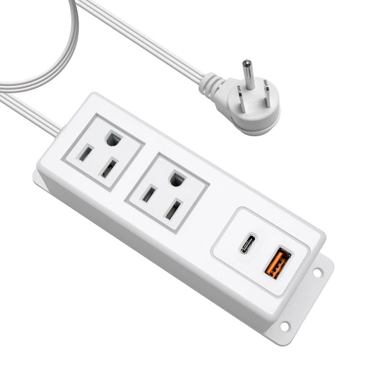 Multiple Plug Outlet with USB C 20W Wall Mounted Power Strip Under Desk Mountable Extension Cord with PD Type C Flat Plug Power Station for Home