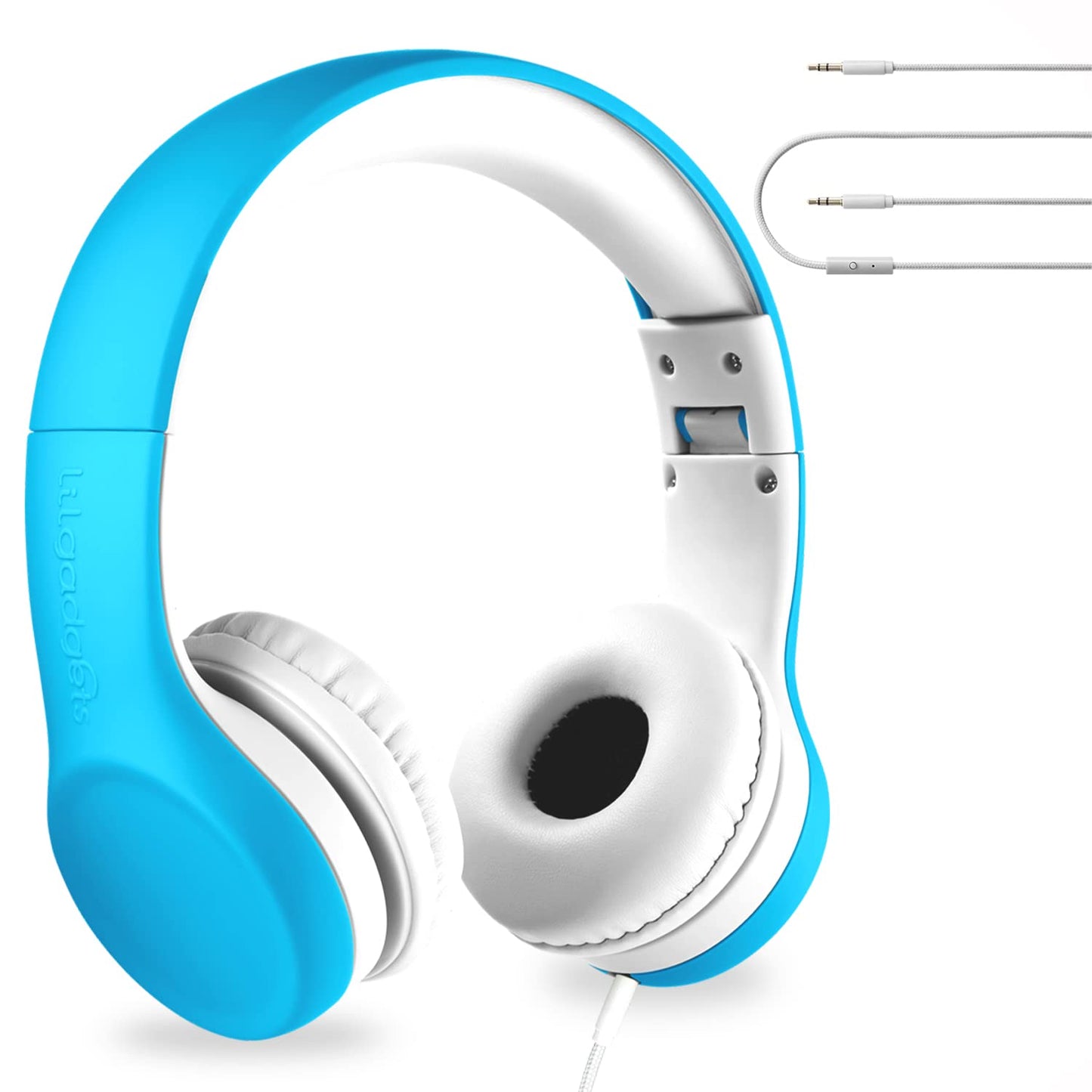 LilGadgets Connect+ Foldable Headphones, Adjustable Fit Soft Touch Padding for Kids with Mic, Volume-Limited & Noise Reduction On-Ear Wired Headset