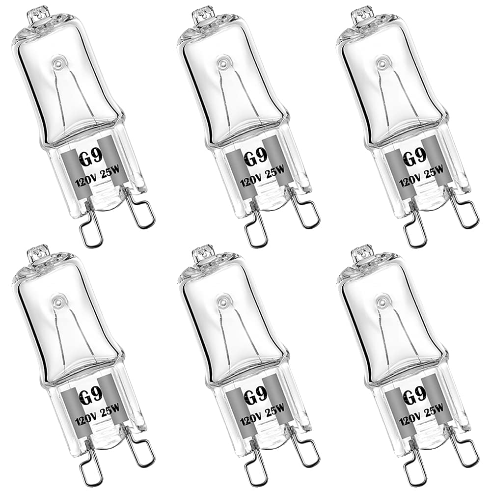 YBEK G9 Halogen Bulb 120V 25W T4 Type 2 Pin Base, Replacement for Range Hood Lights, Bathroom Light Bulbs, Microwave Ovens Candle Warmer Light Bulbs