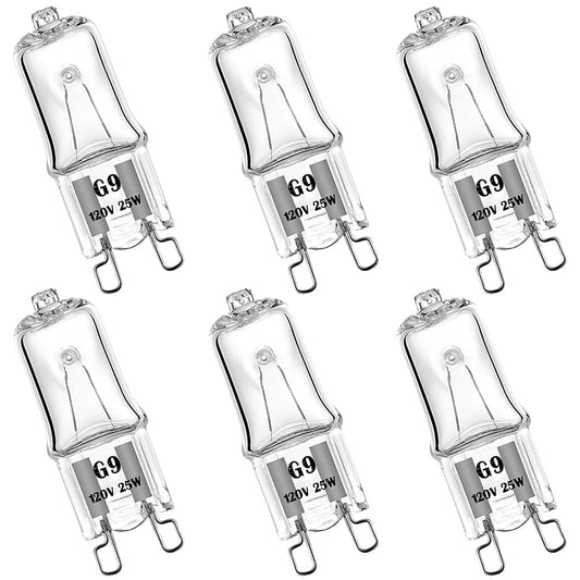 YBEK G9 Halogen Bulb 120V 25W T4 Type 2 Pin Base, Replacement for Range Hood Lights, Bathroom Light Bulbs, Microwave Ovens Candle Warmer Light Bulbs