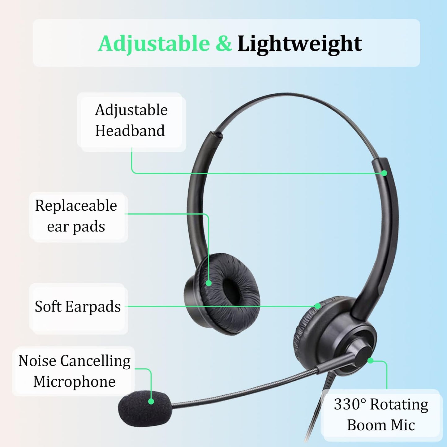 Xintronics RJ9 Phone Headset with Microphone Noise Cancelling Wired Telephone Headset Compatible with Avaya 9608G 9611G J179 J169 1608 9620 9621G 9650