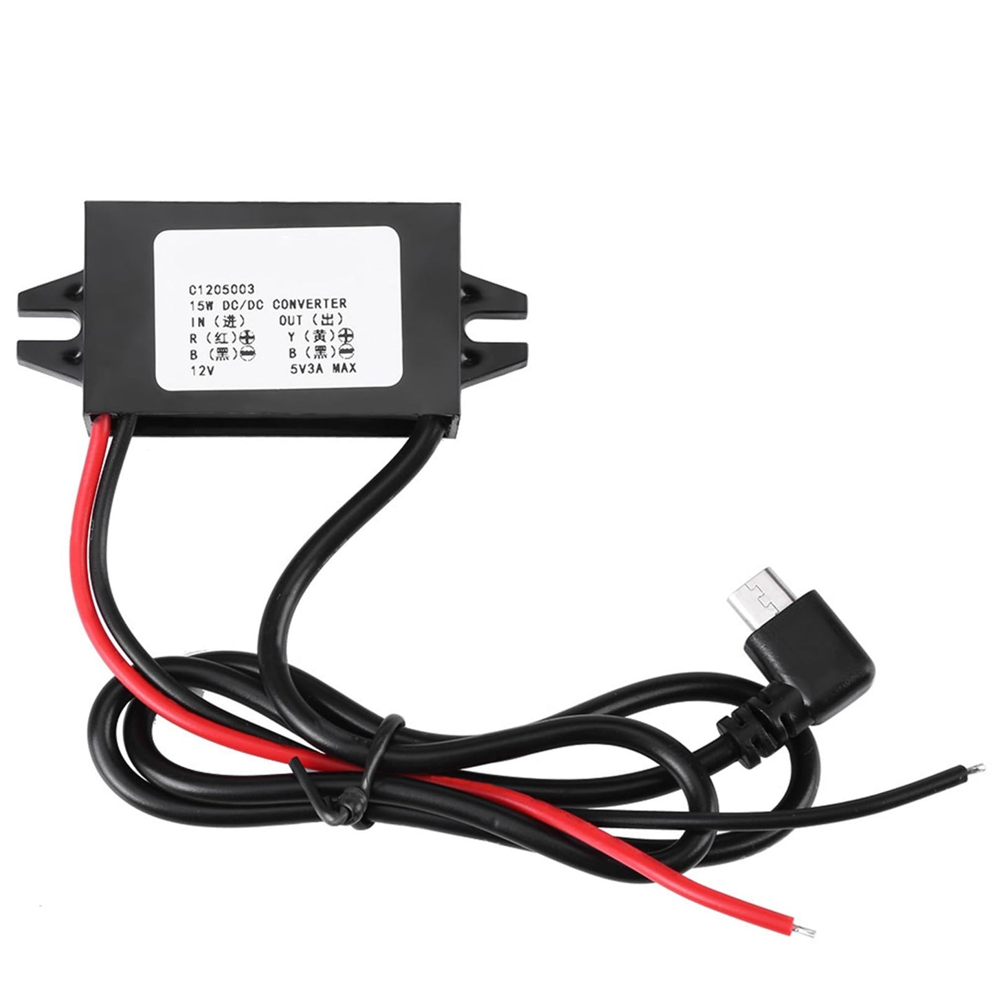 DC-DC 12V to 5V 3A Micro USB Converter Voltage Step Down Regulator Waterproof Power Converters for Car Smartphone (Converter 2)
