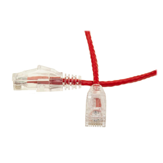 CableWholesale Cat6 Slim UTP Ethernet Cable, 28 AWG, PoE+, 20 ft, Red