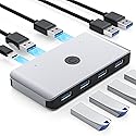 Opluz USB 3.0 KVM Switch Selector 2 Computers Share 4 USB 3.0 Ports Switcher USB for Keyboard Mouse Printer Scanner PC Laptop One Button Switch
