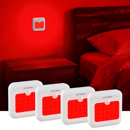 ZOCIFINER Red Light Motion Sensor Night Lights Rechargeable Battery Red Light Stick-on Magnetic Red Lights Sleep Aid Red Night Light for Bathroom