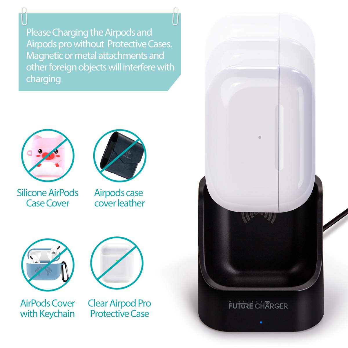 Airpods Charger, Wireless Charger for Airpods Pro and Airpods -Black