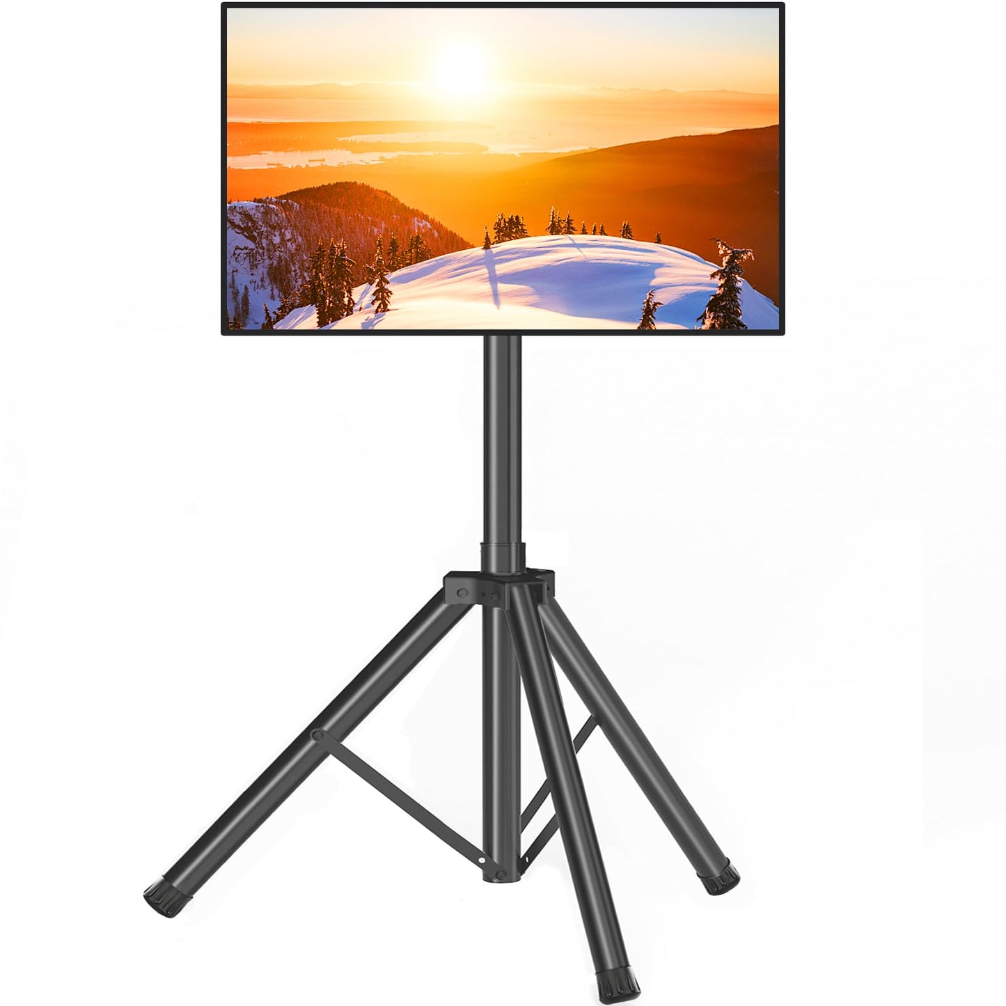 Tripod TV Stand for 23-75 inch Flat Screen/Curved TVs up to 100 lbs, Outdoor TV Stand with ±15° Tilt, Height Adjustable Portable TV Stands with Safety