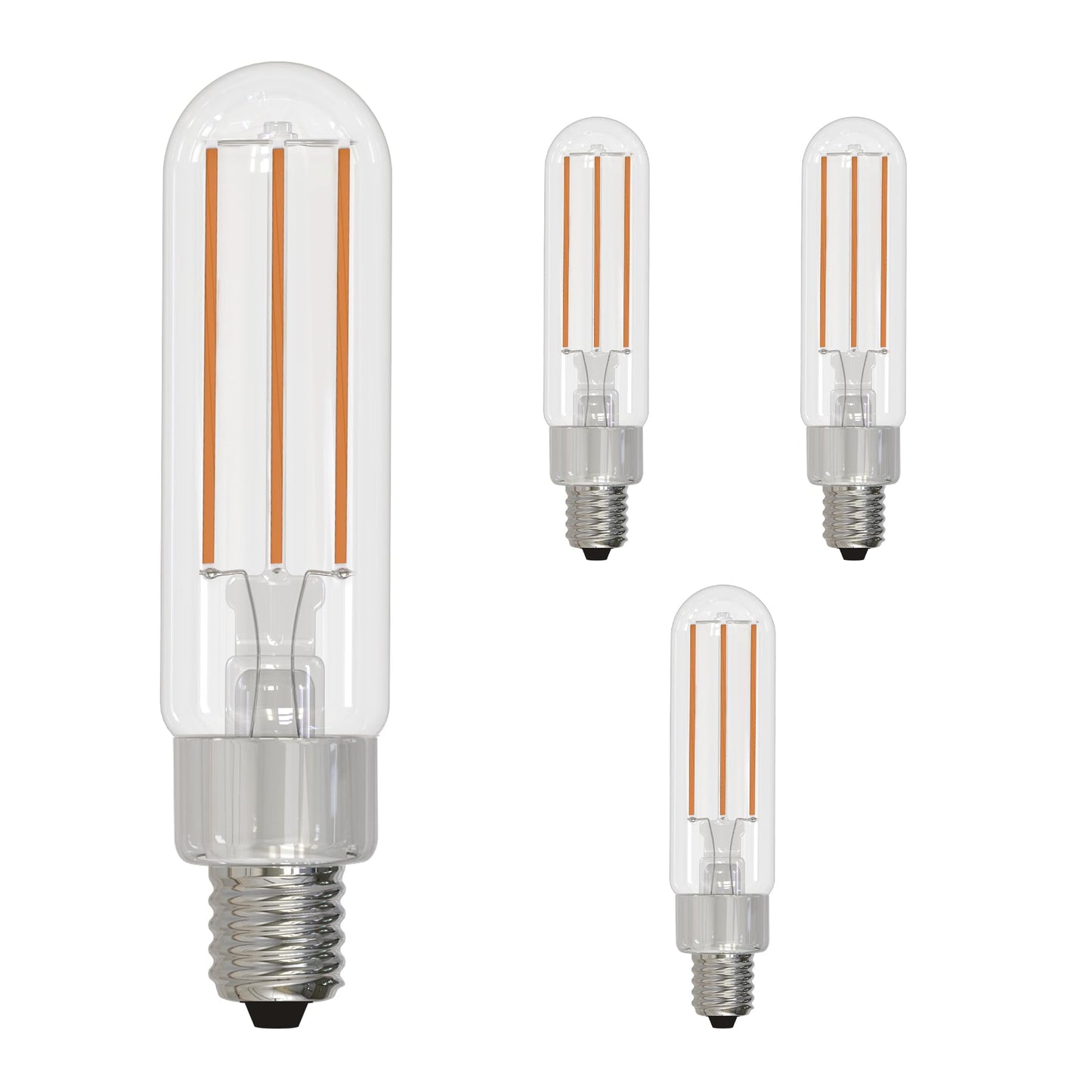 Bulbrite LED T6 Filament Light Bulb, E12 Candelabra Base, 2700k Color Temp Warm Light, 450 Lumens Uses Only 4.5 Watts - (4 Pack)